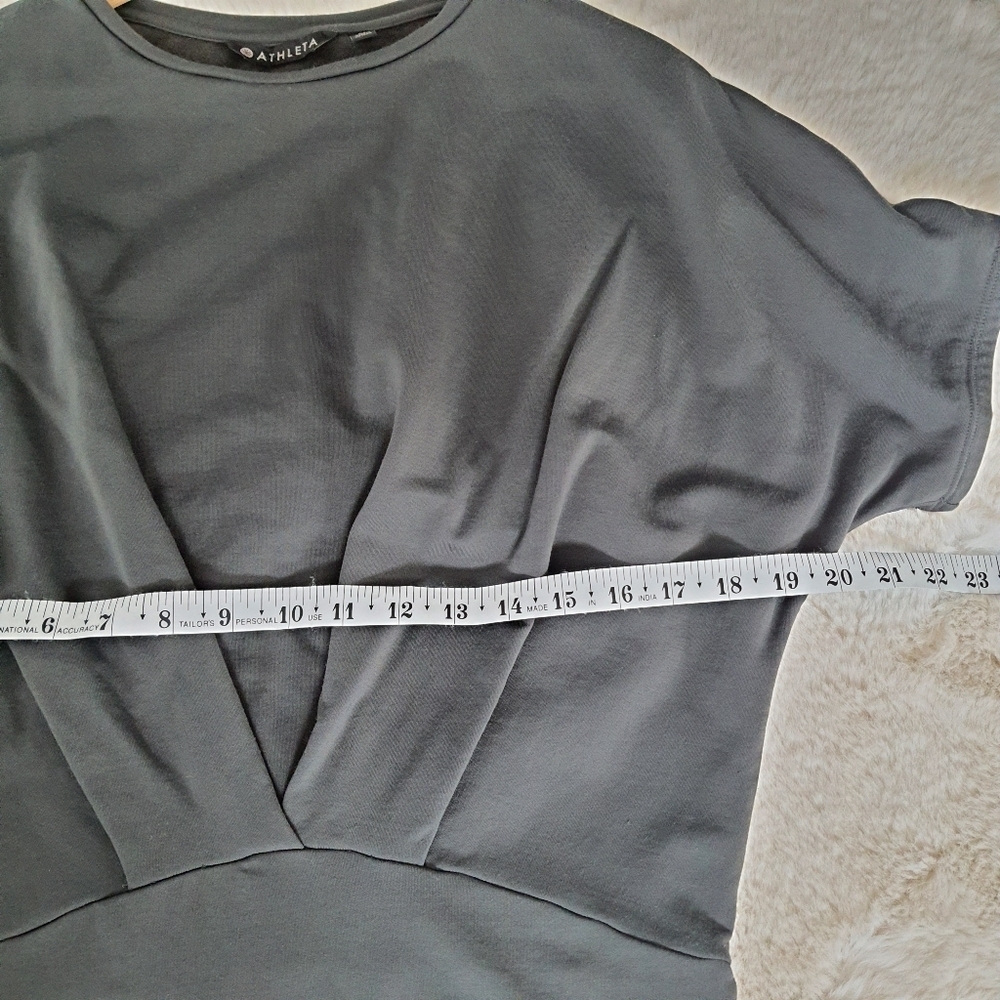 Athleta Short Sleeve Dress Womens XS Dark Grey Nylon Cotton Stretch Round Neck - Picture 7 of 9